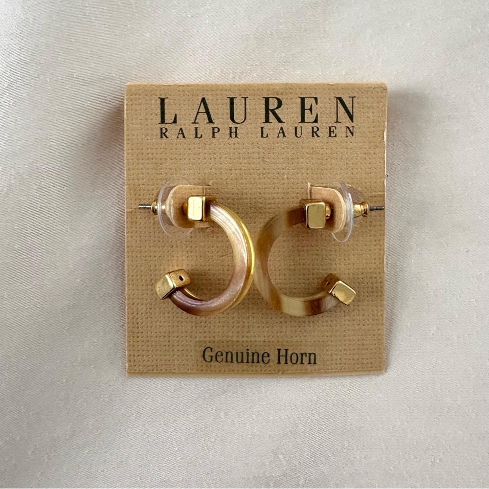 Lauren Ralph Lauren Gold Hoop Genuine Horn Earrings